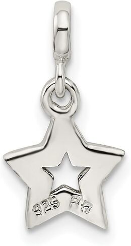 JewelryWeb 925 Sterling Silver Polished Enameled Star Enhancer Charm 20x10mm Wide Pendant Necklace for Women in Saudi Arabia