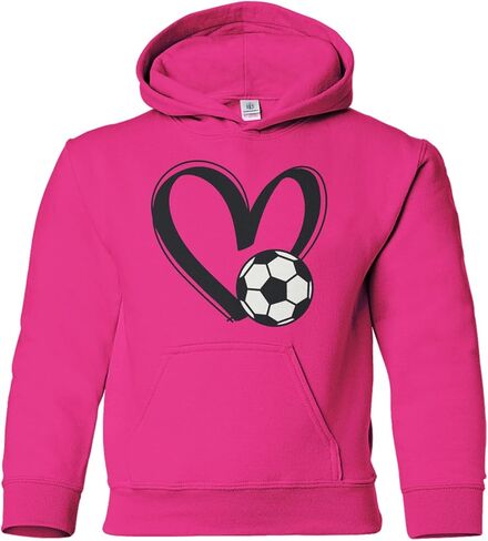 Threadrock Kids Soccer Love Heart Youth Pullover Hoodie Sweatshirt in Saudi Arabia