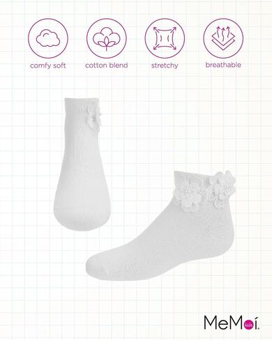 MeMoi Dual Flower Girls Cotton Blend Anklet Sock in Saudi Arabia