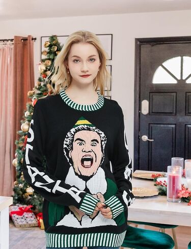Ugly Christmas Sweater for Women Funny Design Plus Size Outfit Couple Knitted Long Sleeve Pullover Xmas Holiday Family Party in Kuwait