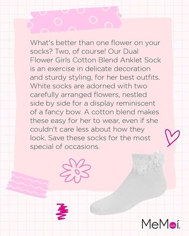MeMoi Dual Flower Girls Cotton Blend Anklet Sock in Saudi Arabia