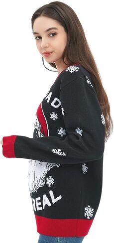 Ugly Christmas Sweater for Women Funny Design Plus Size Outfit Couple Knitted Long Sleeve Pullover Xmas Holiday Family Party in Kuwait