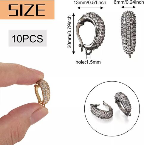 10pcs النحاس النحاس المكعب الزركونيا مُحسَّفات شورترين بيلز مفصلي بيلز 20x13mm-default in Saudi Arabia