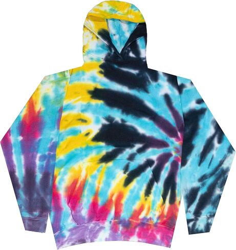 Colortone Kids Tie Tie Dye pulver Hoodies - كلاسيكي لا يتناسب مع بلوزات مقنعين للأولاد والبنات in Kuwait