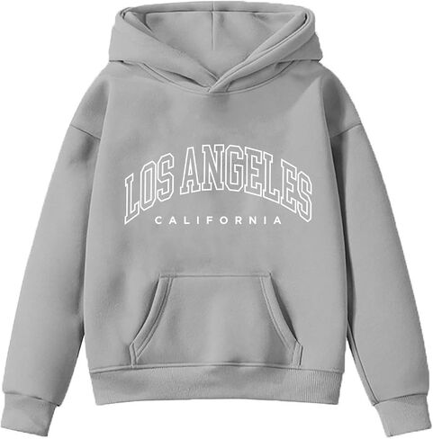 Los Angeles Hoodies For Teen Girls Trendy Y2K Cute Long Sleeve Letter Print Sweatshirts Pullover Tops With Pockets in Saudi Arabia