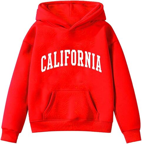 Los Angeles Hoodies For Teen Girls Trendy Y2K Cute Long Sleeve Letter Print Sweatshirts Pullover Tops With Pockets in Saudi Arabia