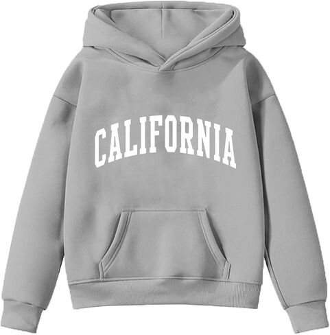 Los Angeles Hoodies For Teen Girls Trendy Y2K Cute Long Sleeve Letter Print Sweatshirts Pullover Tops With Pockets in Saudi Arabia