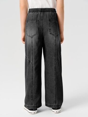 Haloumoning Boys Wide Leg Jeans Kids Casual Straight Baggy Denim Pants with Pockets 5-14 Years in Kuwait