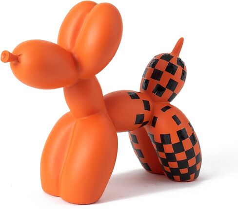 Vilead Resin Balloon Dog Statue with Checkered Pattern,Modern Home Decoration Trendy Animal Art Ornaments,Collection Figurine Bedroom Living Room Office Desktop Sculpture in Kuwait