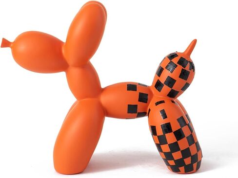Vilead Resin Balloon Dog Statue with Checkered Pattern,Modern Home Decoration Trendy Animal Art Ornaments,Collection Figurine Bedroom Living Room Office Desktop Sculpture in Kuwait