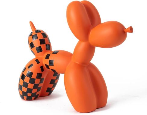 Vilead Resin Balloon Dog Statue with Checkered Pattern,Modern Home Decoration Trendy Animal Art Ornaments,Collection Figurine Bedroom Living Room Office Desktop Sculpture in Kuwait