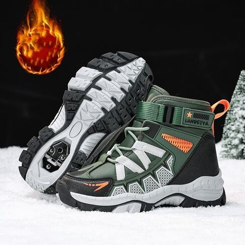 Kids Water Resistant Hiking Boots,Girls Boys High Top Hiking Boots with Steel Buckle Non-Slip,Boys Girls Outdoor Warm Winter Snow Boots suitable for Outdoor Adventure and Trekking in Saudi Arabia