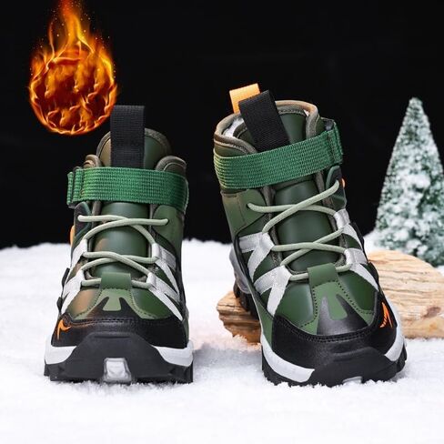 Kids Water Resistant Hiking Boots,Girls Boys High Top Hiking Boots with Steel Buckle Non-Slip,Boys Girls Outdoor Warm Winter Snow Boots suitable for Outdoor Adventure and Trekking in Saudi Arabia