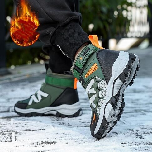 Kids Water Resistant Hiking Boots,Girls Boys High Top Hiking Boots with Steel Buckle Non-Slip,Boys Girls Outdoor Warm Winter Snow Boots suitable for Outdoor Adventure and Trekking in Saudi Arabia