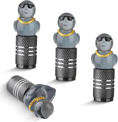 Funny Duck Sunglasses Tire Valve Caps|Glow in The Dark tire Valve caps for Car, SUV, Truck - Waterproof Wheel Accessories, Fun Auto Decor to Add Humor to Your Ride(4PCSBlack) in Saudi Arabia