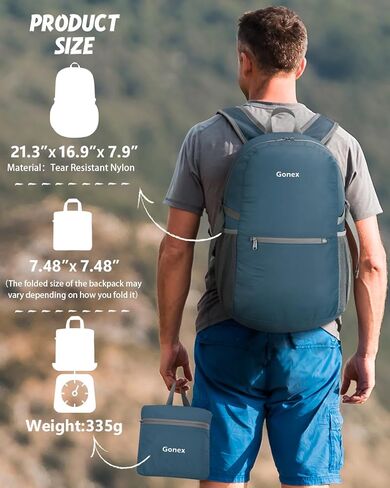 Gonex Ultra Lightweight Packable Daypack Backpack Handy Foldable Camping Outdoor Travel Cycling Backpacking Black in Kuwait