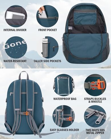 Gonex Ultra Lightweight Packable Daypack Backpack Handy Foldable Camping Outdoor Travel Cycling Backpacking Black in Kuwait