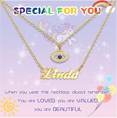 MEALGUET Personalized Name Necklace for Girls : Custom Name Necklace Nameplate Chain Necklace for Infant,Baby,Toddler,No-allergy Stainless Steel Customized Gift for Baby,with Card in Saudi Arabia