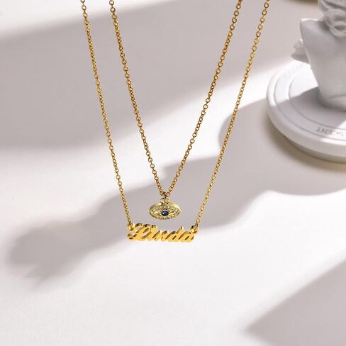 MEALGUET Personalized Name Necklace for Girls : Custom Name Necklace Nameplate Chain Necklace for Infant,Baby,Toddler,No-allergy Stainless Steel Customized Gift for Baby,with Card in Saudi Arabia