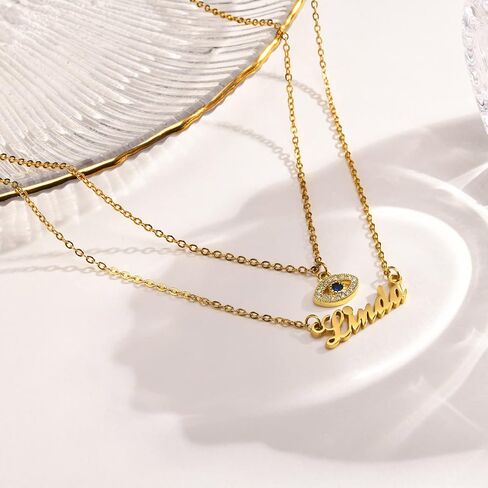 MEALGUET Personalized Name Necklace for Girls : Custom Name Necklace Nameplate Chain Necklace for Infant,Baby,Toddler,No-allergy Stainless Steel Customized Gift for Baby,with Card in Saudi Arabia