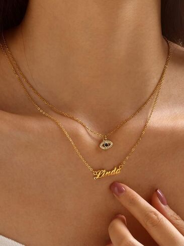 MEALGUET Personalized Name Necklace for Girls : Custom Name Necklace Nameplate Chain Necklace for Infant,Baby,Toddler,No-allergy Stainless Steel Customized Gift for Baby,with Card in Saudi Arabia