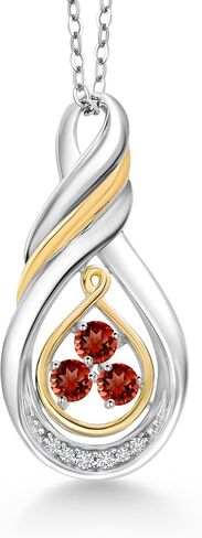 Gem Stone King 925 Sterling Silver and 10K Yellow Gold 3 Stone Gemstone Birthstone and White Lab Grown Diamond Infinity Pendant Necklace For Women with 18 Inch Chain in Saudi Arabia