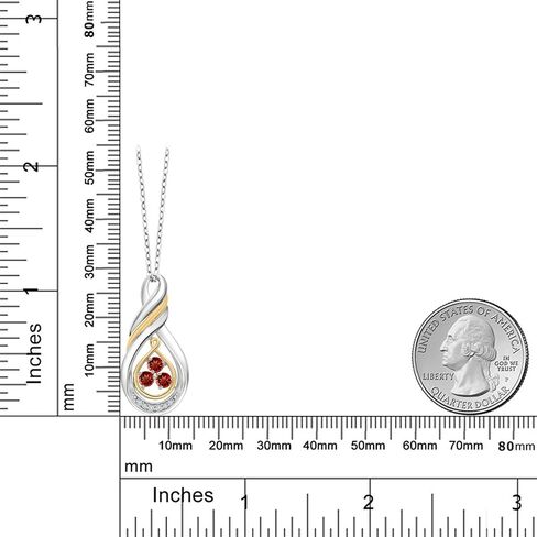 Gem Stone King 925 Sterling Silver and 10K Yellow Gold 3 Stone Gemstone Birthstone and White Lab Grown Diamond Infinity Pendant Necklace For Women with 18 Inch Chain in Saudi Arabia