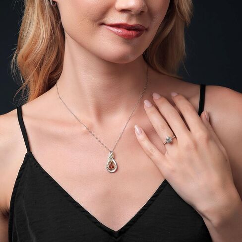 Gem Stone King 925 Sterling Silver and 10K Yellow Gold 3 Stone Gemstone Birthstone and White Lab Grown Diamond Infinity Pendant Necklace For Women with 18 Inch Chain in Saudi Arabia