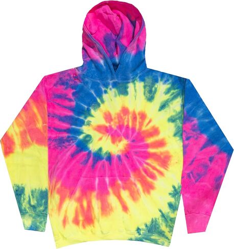 Colortone Kids Tie Tie Dye pulver Hoodies - كلاسيكي لا يتناسب مع بلوزات مقنعين للأولاد والبنات in Kuwait