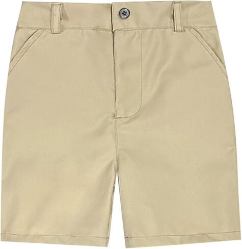 Unisex Boy's Uniform Chino Khaki Shorts Stretch Flat Front Dress Shorts Youth Golf Short Pants Pockets School Clothes in Saudi Arabia