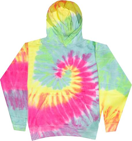 Colortone Kids Tie Tie Dye pulver Hoodies - كلاسيكي لا يتناسب مع بلوزات مقنعين للأولاد والبنات in Kuwait