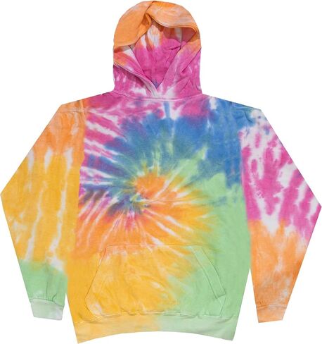 Colortone Kids Tie Tie Dye pulver Hoodies - كلاسيكي لا يتناسب مع بلوزات مقنعين للأولاد والبنات in Kuwait