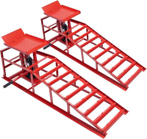 2PCS 11000lbs 5Ton Hydraulic Car Ramps, Adjustable Height 9.5-15inches, Portable Heavy Duty Vehicle Lift Ramps, Automotive Truck Trailer Garage Repair Man Gift (Black) in Saudi Arabia