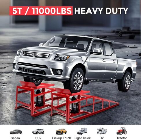 2PCS 11000lbs 5Ton Hydraulic Car Ramps, Adjustable Height 9.5-15inches, Portable Heavy Duty Vehicle Lift Ramps, Automotive Truck Trailer Garage Repair Man Gift (Black) in Saudi Arabia