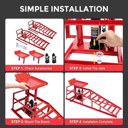 2PCS 11000lbs 5Ton Hydraulic Car Ramps, Adjustable Height 9.5-15inches, Portable Heavy Duty Vehicle Lift Ramps, Automotive Truck Trailer Garage Repair Man Gift (Black) in Saudi Arabia