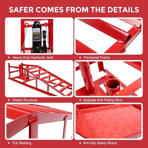 2PCS 11000lbs 5Ton Hydraulic Car Ramps, Adjustable Height 9.5-15inches, Portable Heavy Duty Vehicle Lift Ramps, Automotive Truck Trailer Garage Repair Man Gift (Black) in Saudi Arabia
