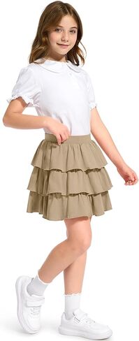 KEREDA Girls Skirt Kids Toddler Casual 3-Layer Ruffle Skort School Uniform Skirts for Girls in Kuwait