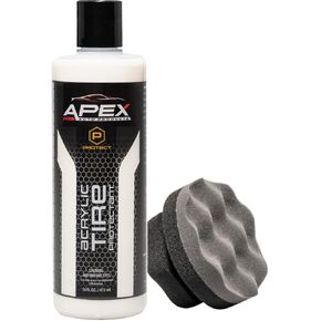 Apex Acrylic Tire Shine and Tire Shine Applicator - 16 oz Semi-Permanent - 6+ Months Durability - Easy to Apply - Fast Drying Car Tire Shine - No Sling - Glossy - Extreme Tire Dressing - Made in USA in Saudi Arabia