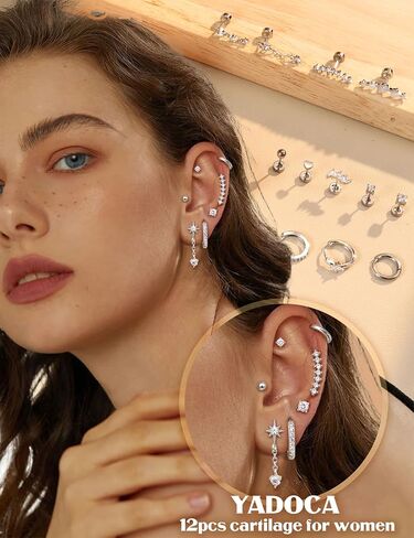 YADOCA 20G HELIX ثقب المجوهرات مسطحة الخلفية الأقراط للنساء HYPOALERGENIC الفولاذ الفولاذ غضروف طاف in Saudi Arabia