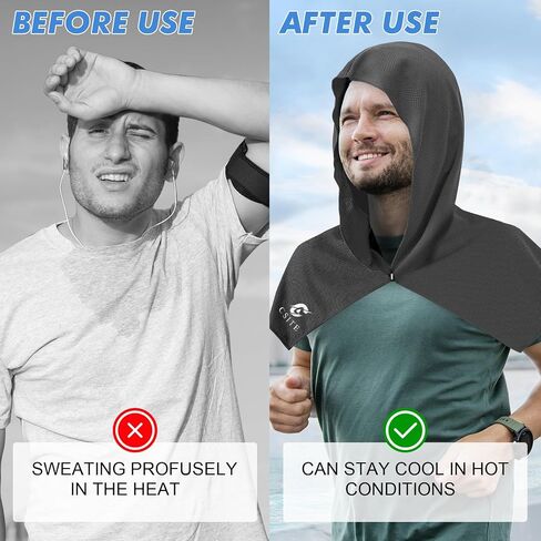 Cooling Hoodie Towels, Instant Cooling Towels for Neck and Face, UPF 50 Sun Protection, Ice Towel for Hot Weather, Head Towel for Sports, Camping, Cycling & More Activities in Saudi Arabia