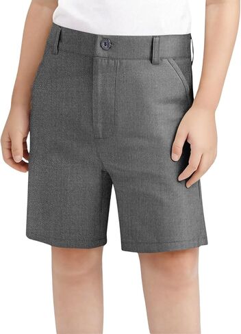 Unisex Boy's Uniform Chino Khaki Shorts Stretch Flat Front Dress Shorts Youth Golf Short Pants Pockets School Clothes in Saudi Arabia