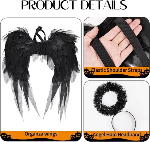 Fairy Wings and Halo Headband Chiffon Angel Costumes Accessories,for Girls Women Halloween Christmas in Kuwait