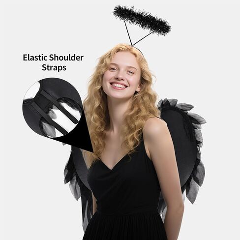 Fairy Wings and Halo Headband Chiffon Angel Costumes Accessories,for Girls Women Halloween Christmas in Kuwait