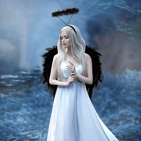 Fairy Wings and Halo Headband Chiffon Angel Costumes Accessories,for Girls Women Halloween Christmas in Kuwait