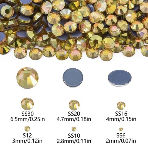 Blinginbox أحجار الراين الإصلاحية، 1440 قطعة من أحجار الراين الكريستالية المسطحة للملابس اليدوية الديكور، منجم ذهبي، SS20، 4.6-4.8 مم in Kuwait
