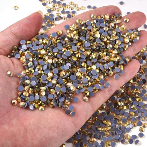 Blinginbox أحجار الراين الإصلاحية، 1440 قطعة من أحجار الراين الكريستالية المسطحة للملابس اليدوية الديكور، منجم ذهبي، SS20، 4.6-4.8 مم in Kuwait