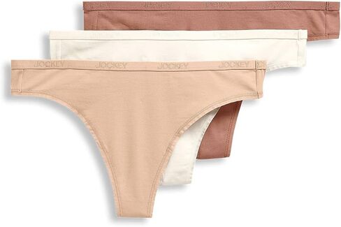Jockey Women's Underwear Organic Cotton Stretch Logo Thong - 3 Pack in Saudi Arabia