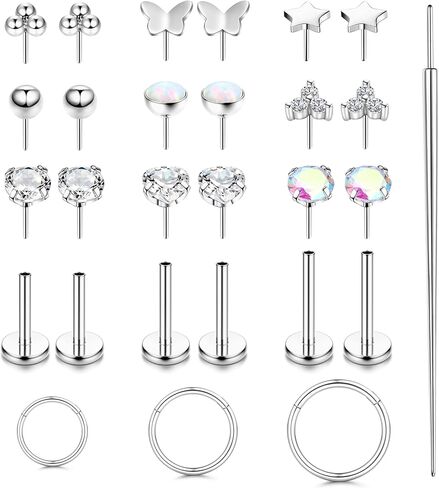 18G ترابط أنف ترصيع للنساء الرجال - خواصة الالتزام 316L من الصلب الجراحي حلقات أنف طوق CZ Lip Lip Septum Medusa أنف أنف الدعامة تدفع في أقراط مسطحة الغضروف الحلزلة Conch nostril tragus percing المجوهرات in Kuwait