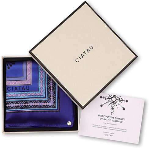 Luxury 100% Silk Scarf for Women – Elegant Folk-Inspired Pattern, Soft & Lightweight, 35" Square, Gift for Her in Kuwait
