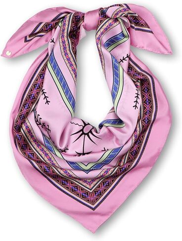 Luxury 100% Silk Scarf for Women – Elegant Folk-Inspired Pattern, Soft & Lightweight, 35" Square, Gift for Her in Kuwait